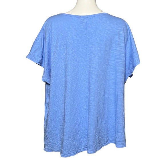 Fresh Produce Cotton Slub Tee Blue Oversized Scoop Neck Boxy T-Shirt One Size - Picture 5 of 10
